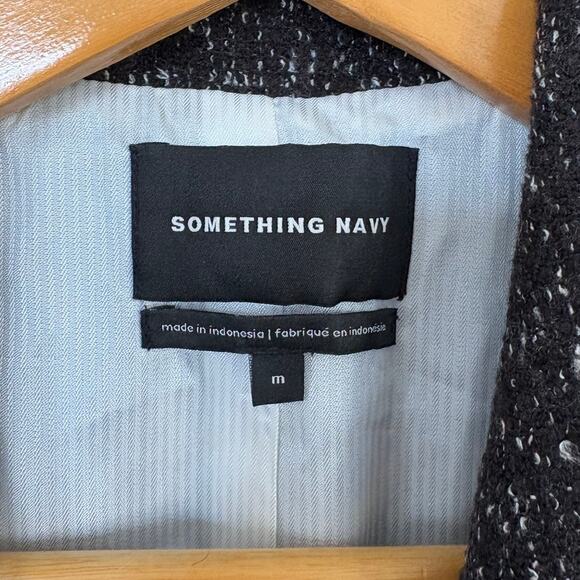 Something Navy Longline Blazer Medium Office Peacoat Black Textured - Picture 3 of 6